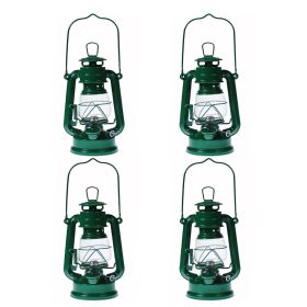 Lot of 4 - Hurricane Kerosene Oil Lantern Emergency Hanging Light Lamp - Green - 8 Inch