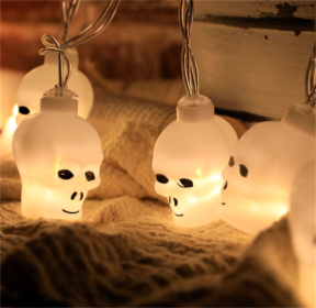 Halloween Battery Remote Control USB LED String Lights (Option: Small skull-1.5meters 10lights white)