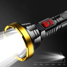 90000LM LED Flashlight Tactical Light Torch USB Rechargeable Super Bright Light (Color: gold)