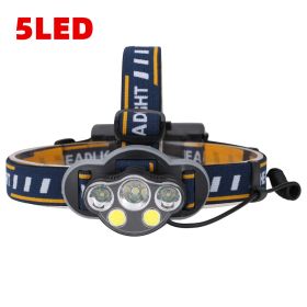 High-power ultra-bright USB charging long-range head-mounted headlights (Option: 5LED-USB)