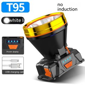 Outdoor Strong Light LED Remote Sensing Headlamp Night Fishing Waterproof Head-mounted Camping Fishing Miner's Lamp (Option: T95 White Light)