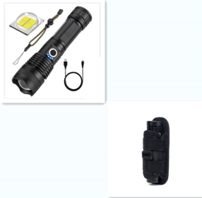 Strong Light Flashlight, Rechargeable, Zoom Power Display, Outdoor Super Bright And Portable (Option: P50 wick no battery suit)