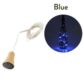 1pc 10/20 LED Solar Wine Bottle Cork Shaped String Lights; Garland Wire Fairy String Light; 3.3/6.6ft; Outdoor Party Decoration (Color: Blu-ray, size: 1M 10 Lamp Beads)