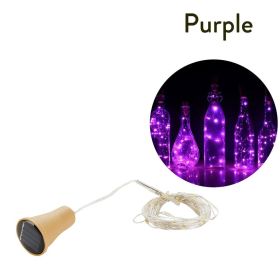 1pc 10/20 LED Solar Wine Bottle Cork Shaped String Lights; Garland Wire Fairy String Light; 3.3/6.6ft; Outdoor Party Decoration (Color: PURPLE, size: 2M 20 Lamp Beads)