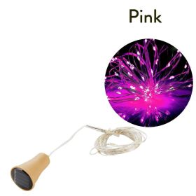 1pc 10/20 LED Solar Wine Bottle Cork Shaped String Lights; Garland Wire Fairy String Light; 3.3/6.6ft; Outdoor Party Decoration (Color: Pink, size: 2M 20 Lamp Beads)