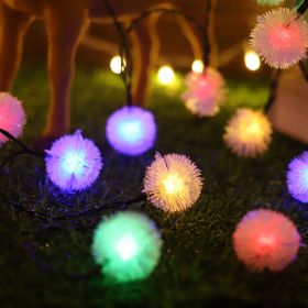 10/20/40 Christmas LEDs Snow Pompon Fairy Dandelion String Lights For Party (Color: Colorful, size: 1.5m 10LEDs)