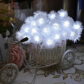 10/20/40 Christmas LEDs Snow Pompon Fairy Dandelion String Lights For Party (Color: White, size: 6m 40LEDs)