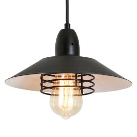 Farmhouse Vintage Pendant Light Black Fixture Pendant Lights with Spring Frame Adjustable Metal Hanging Lamp for Kitchen Island Dining Room Bedroom Li (Color: as Pic)