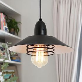 Farmhouse Vintage Pendant Light Black Fixture Pendant Lights with Spring Frame Adjustable Metal Hanging Lamp for Kitchen Island Dining Room Bedroom Li (Color: as picture)