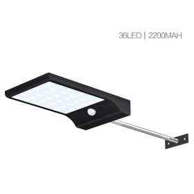 36LED Solar Human Body Induction Outdoor Waterproof Courtyard Wall Lamp (Option: 36LED black white light Rod)